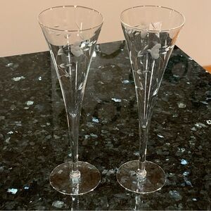 Princess House heritage crystal toasting flutes set of 2 champaign glasses #431